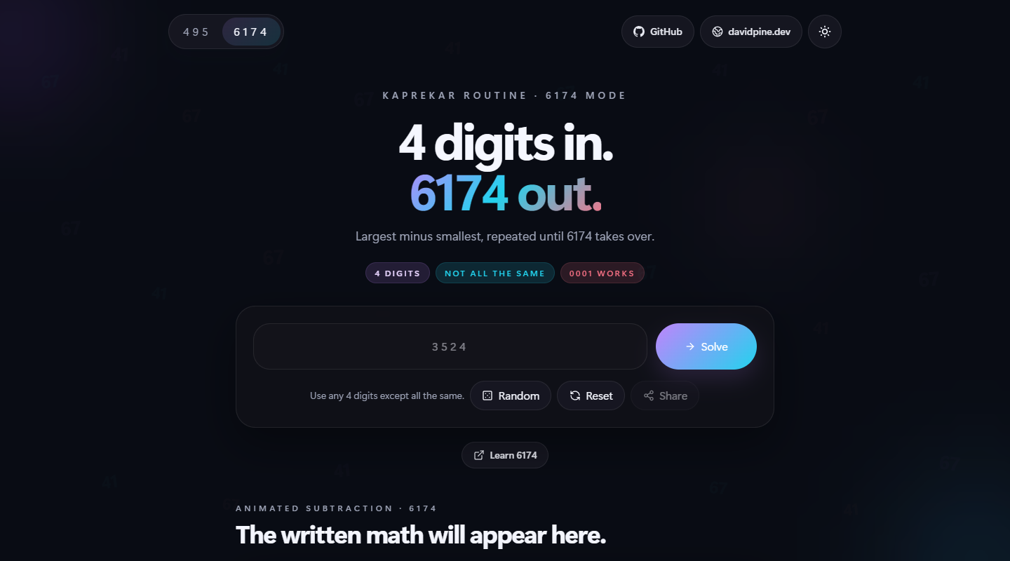 6174 live site screenshot in dark mode