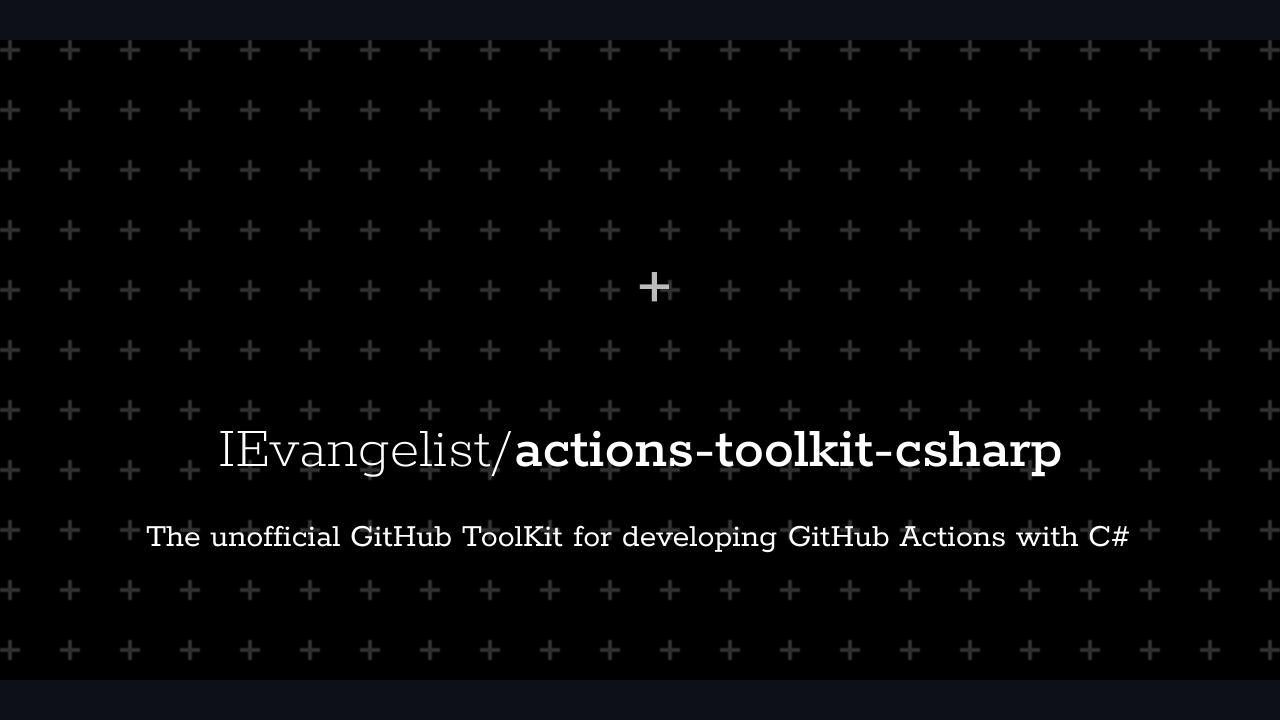 GitHub Actions Toolkit for C# live site screenshot in dark mode